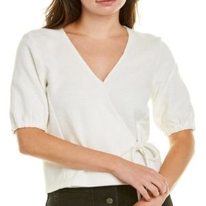 NWT MADEWELL texture & thread puff sleeve wrap top